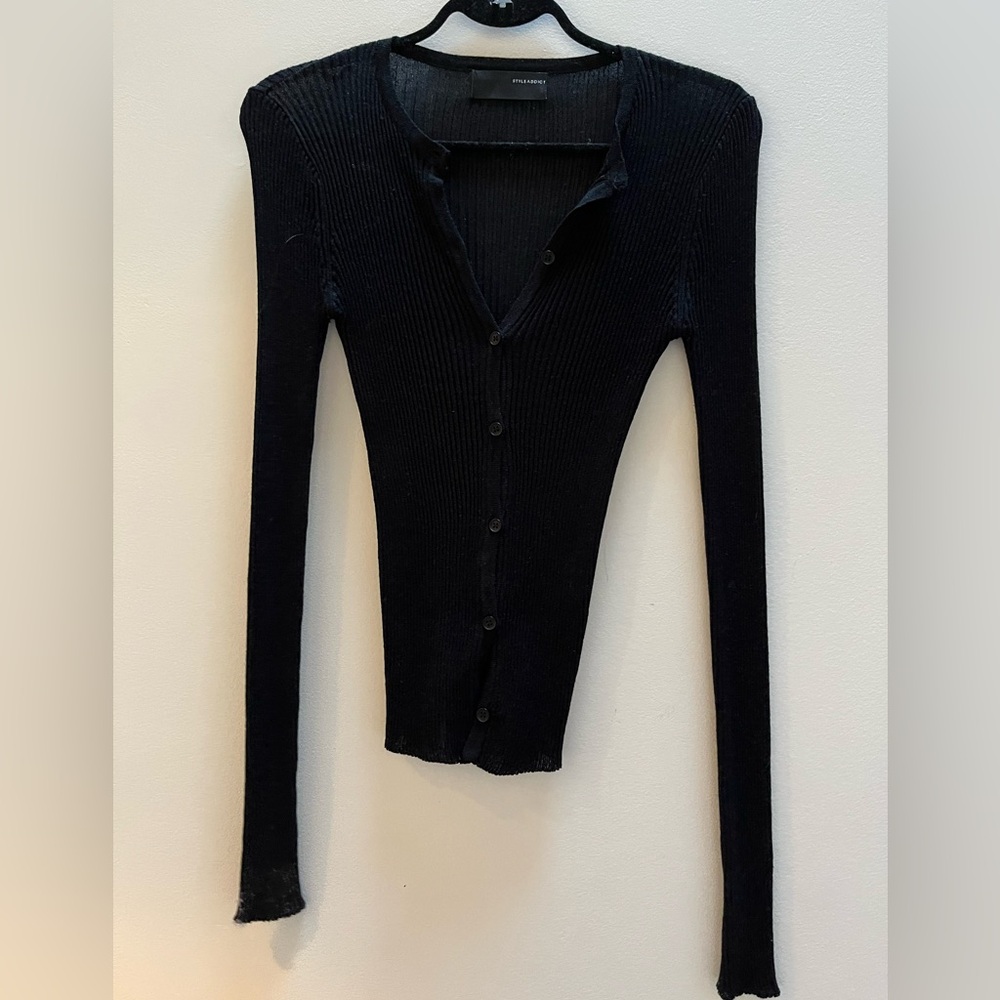 Style Addict Black Ribbed Knit Cardigan